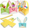 KEELYY 8 Stück Osterkörbchen Kinder, Osterkörbchen Basteln aus Papier, Osterkörbchen mit henkel, DIY Osterkorb mit Osterhase, Osternester für Ostereier