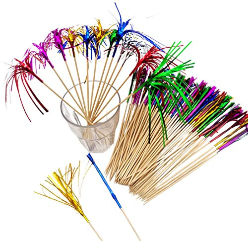 50 Pezzi Bastoncini da Cocktail, Stuzzicadenti in Legno per Cocktail Antipasti Frutta Dessert Forniture per Feste Spiedino di Frutta-Firework Party Picks