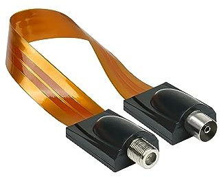 Good Connections SAT TV Antennenkabel Tür-/Fensterdurchführung, extrem flach - F-Buchse an IEC-/Koax-Buchse - Gesamtlänge 26,3cm, Flexible Länge 17,2cm