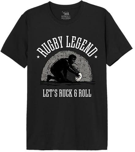 Republic of California « Rugby Legend » MEREPCZTS131 T-Shirt Homme, Noir, Taille L