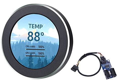 Louttary 2,1 Zoll IPS Secondary Screen 480 x 480 USB Water-Cooled Round LCD Display CPU GPU RAM HDD Monitoring Schwarz