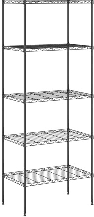 Furinno Wayar 5-stufiges Lagerregal aus Metall, 61 x 36 x 152 cm, Schwarz