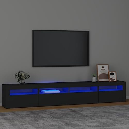 Canditree Meuble TV Moderne avec Lumières LED Banc TV Support de Télé avec Espace de Rangement pour Salon, 240 cm (Noir)