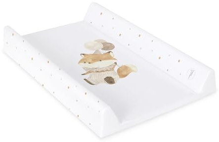 Ceba Baby® Matelas à Langer Bebe rigide 50x70 cm - 2 Coins - Matelas à Langer Lavable pour Filles et Garçons - Certifié Öko-Tex - Renard avec ballon - 70x50 cm