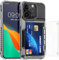 kwmobile Case with Card Holder Compatible with Apple iPhone 15 Pro Case - Clear Hard Cover with Soft Bumper - Transparent