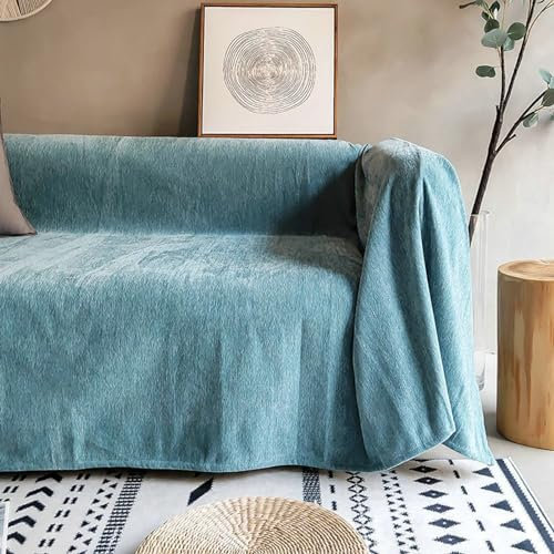 Ayoiow Sofahusse Schlafsofa Bezug Sofa Grün Sofahusse 2Sitzer Chenille Einfarbig