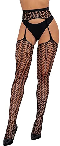 Femme Porte-Jarretelles Bas Sexy Dentelle Transparent Noire Sous-Vêtement Erotique Porte-Jarretelle Sexy Grande Taille Haute Dentelle Transparente Bas Collant Jarretelle Intégré Grande Taille