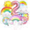 Decorazioni Palloncini Arcobaleno 2 Anni, Palloncini Sole e Nuvole, Palloncino Numero 2 Grande, Palloncini Nappa Arcobaleno, Addobbi per Tema Colorato Compleanno Bambini Festa