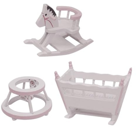 BESTonZON 1 Satz Kinderzimmermöbel holzmöbel holzspielzeug hölzerne Stubenwagen Dekoration Puppenhaus Holz Mini-Kinderbett Holz puppenhaus möbel dekor Miniatur Wiege Möbelset