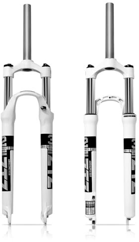 B Bolany Forcella di sospensione MTB 26/27,5/29, ammortizzatore in lega di alluminio, forcella anteriore per mountain bike, corsa 100 mm, QR 9 mm, tubo dritto da 28,6 mm, blocco manuale (bianco, 29