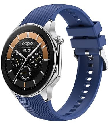 GIOPUEY Armband Kompatibel mit OnePlus Watch 3/2/2R/OPPO Watch X, Weiches Silikon Armband [Verschleißfest] [Atmungsaktiv] Ersatzarmband - Midnight Blue