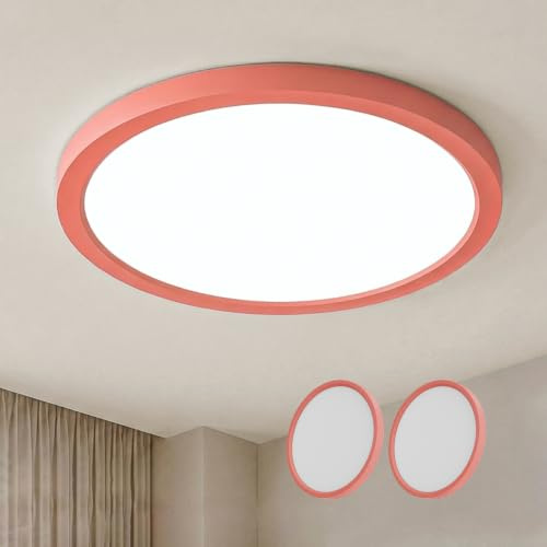 LQWELL LED Deckenleuchte Ultra Dünn Rosa 22cm 18W 6000K 2er Pack