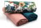 VmG-Store 1,5m Baumwollstoff Set Designstoff + 2x Uni farblich abgestimmt 100% Baumwolle Material Auswahl (Palmenblätter Tropische Blüten Set42)