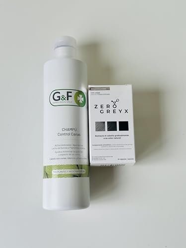 Pack control Canas. Champú anticanas + Anticanas cápsulas. Anticanas Cabello Mujer y Hombre. Anti Aging. Ayuda a minimizar la aparición y aspecto de las canas. Cápsulas para la caída del cabello.