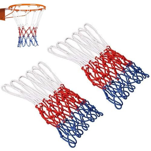 JJiaoLinin Filet De Basket-Ball,Lot de 2 Filets de Basket-Ball Professionnels, Convient à Toutes Les Conditions météorologiques, Les Sports de Basket-Ball en intérieur et en extérieur(12 Passants)