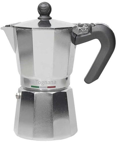 Tognana Authentika, Caffettiera 3 Tazza, 0.18 L, Alluminio Argento, Made in Italy