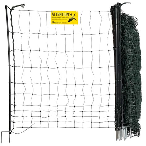 horizont Geflügelnetz easyLine 50 m – 105 cm hoher mobiler Geflügelzaun mit Doppelspitze, elektrifizierbar – ideal als Hühnerzaun, Hühnerauslauf oder Elektrozäunung für Kleintiere