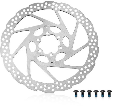 0XBIT 180 mm Bremsscheiben Fahrrad, 1cr13 Edelstahl Bremsscheibe, 6 Löcher Fahrrad Bremsscheibe, Relativer Lochabstand 44 Mm, Geeignet für Mountainbikes und Rennräder