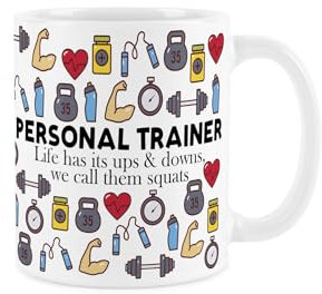 Purely Home Personal Trainer Mug - Humourous Gym Trades Funny Novelty Gift - Tea/Coffee Hot Drinks Ceramic Cup Present for Exercise Fans
