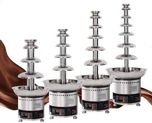 CFDZCP Chocolate Fondue Maker Large Capacity Chocolate Fountain Machine , 4/5/6/7Tiers With Temperature Control For Parties, Restaurants & Weddings ,Stainless Steel(5 Tier)