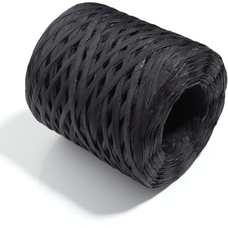 GreatRise 200 Meter Raffiabast Papierband Raffia Papierschnur Band Geschenkband Bindebast Dekoration Bastelband Dekoband für Verpackungen DIY Dekoration Blumensträuße Kunst Handwerk Schwarz