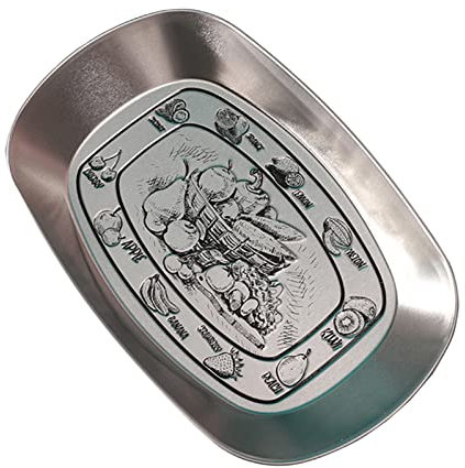 Beufee Camping Bowls, Portable Tableware Multifunctional Portable Picnic Plate Tinplate Food Serving Tray Camping Plate for Home (Vegetable Fruit Style)