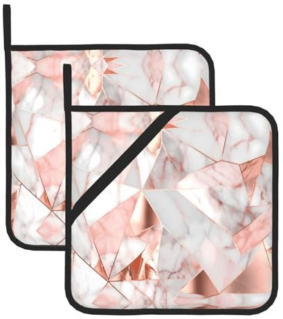 WHJYYXDE Juego de 2 soportes para ollas de 8 x 8 pulgadas para cocina, aislamiento duradero, tela impermeable, patrón de mármol oro rosa