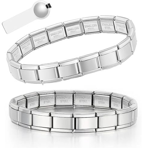 2-teilig Italian Charm Bracelet, Charms Armband, Armband mit Charms, Italian Charms, Nomination Armband, Bringen Sie Ein Abnehmbares Werkzeug mit, Italian Charm Bracelet Charms für Damen Mädchen