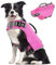 Pawaboo Schwimmweste Hund, Einstellbare Hundeschwimmweste mit Starkem Auftrieb und Langlebigem Rettungsgriff Reflektierend Rettungswesten für Hunde Schwimmen Surfen Bootfahren, L, Rosa