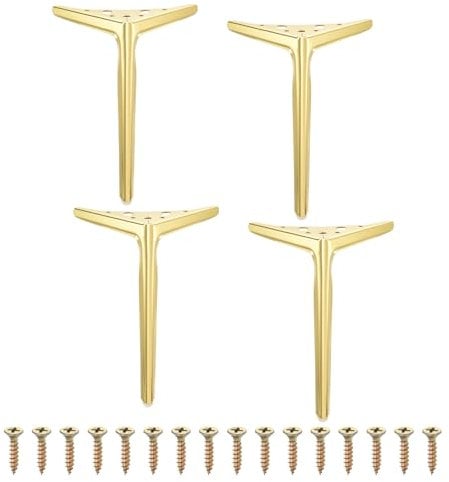 sourcing map 4Pcs Metal Furniture Legs, 10 Triangle Replacement Couch Dresser Legs Furniture Feet for Bed Table Cabinet Sofa(Titanium)