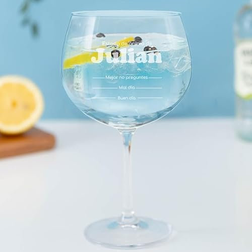 Wanapix | Copa de Gin Tonic Personalizada con Nombre| Copa de Balón para Combinados | Cristal Grabado | Apta Lavavajillas | Regalo para Fiestas | 70cl | Estado de ánimo
