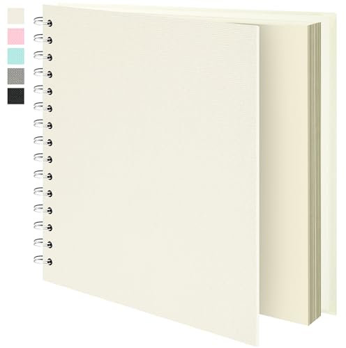 Vienrose Album Scrapbooking (20 x 20 cm) Album de Voyage Couverture en Papier Texturé Livre de Souvenirs Idéal Pour Mariage, Bébé, Famille, Remise de Diplôme, (20 Feuilles/40 Pages, Beige)