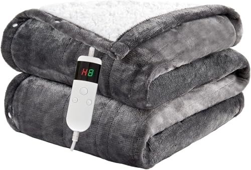 Cushious Heizdecke Mit Abschaltautomatik 180 * 200CM, 10 Heizstufen Up-to-8 Stunden Auto-Off-Timer Überhitzungsschutz, Maschinenwaschbar,Wärmedecke Gelten Für Kalte Nächte Geeignet