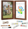 Nabance Handabdruck set Familie für 4, Bastel Bilderrahmen aus Holz Handabdruck Baby Fotorahmen Set Pfotenabdruck set Hund Fingerfarben Kinder Ungiftig Muttertagsgeschenk Vatertagsgeschenk-Braun