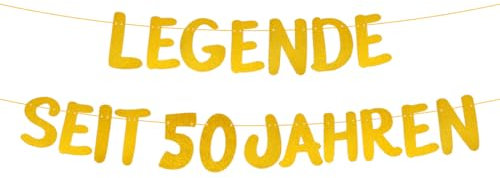 50 Geburtstag Deko Lustige Banner, Legende Seit 50 Jahren Geburtstag Girlande, Deko 50. Geburtstag Mann Frau, Geburtstagsbanner Gold für Frauen Mann Partyzubehör