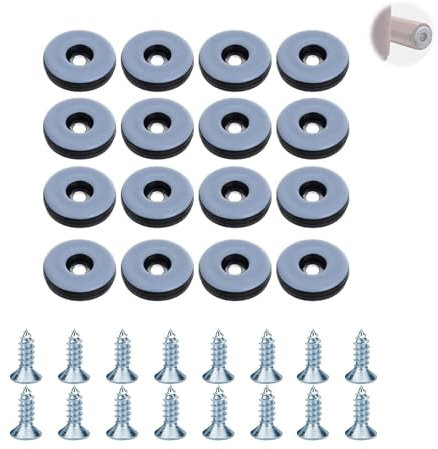 AzureRay Teflongleiter zum Schrauben: 16 Stück Bodengleiter Ø 22 mm Schwarz Rund – Möbelgleiter mit Edelstahlschrauben (16-er), Stühlen und Böden