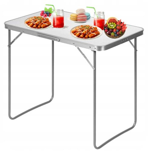 KRUMAD Campingtisch Klappbar 70x50x60 cm, Gartentisch Ausziehbar, Klapptisch Camping, Wetterfest und Stabil, Ideal für Camping, Garten, Balkon, Picknick, Höhenverstellbar, Tragbar mit Griff