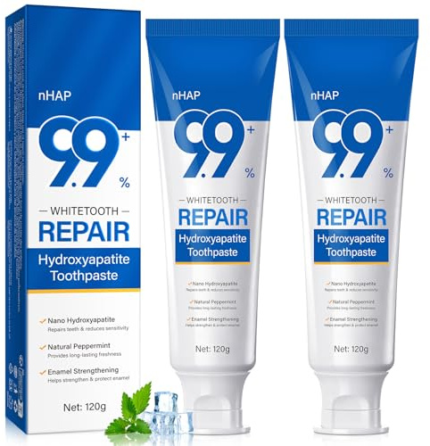 9.9% Hydroxylapatit Zahnpasta 2 Stück, Hydroxyapatite Toothpaste, Zahnpasta Hydroxylapatit Stärkt die Zähne, Reinigt und Erfrischt den Atem (4.23oz)