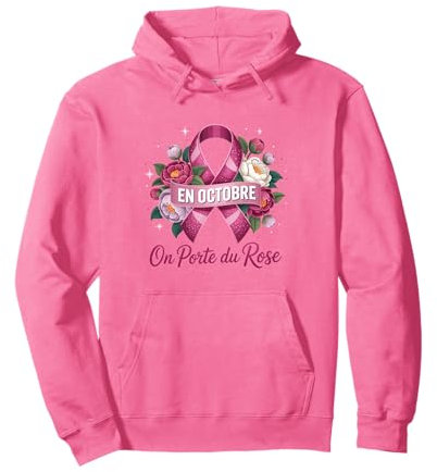 Ruban Rose Octobre 2024 Pour Sensibilisation Cancer Du Sein Sweat à Capuche