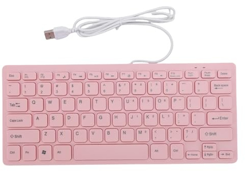 VBESTLIFE Wired Tastatur, Ruhige 78 Tasten Computer USB -Tastatur mit Anti -Slip -Foot -Pads, für das Spielen von Gaming, Roseate, Roseate (englische Version)