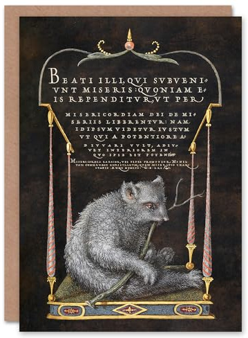 Artery8 Joris Hoefnagel Art Card Latin Beatitudes with Sloth Illustration