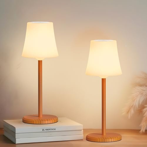 Ainostone LED Tischlampe Kabellos 2 Stück Tishcleuchte Aufladbar Akku mit 3 Farbmodi+RGB Stufenlos Dimmbar Nachttischlampe Touch Control IP54 Wasserdicht für Wohnzimmer Schlafzimmer Garten Camping