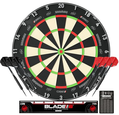 Winmau Blade 6 Triple Core & Blade 360 Dartscheibe – Professionelles PDC Steeldart-Turnier Dartboard für Dartpfeile, ultradünnes Drahtsystem, hochdichte Sisal-Konstruktion