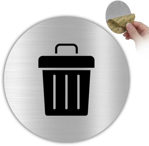 LEIASA | Panneau Poubelle - Ø 10 - Aluminium - Zone de Tri des Bacs | Badge Conteneur Verre, Visuel Carton Plastique, Cartouche Bac Jaune, Notice Compost, Mention Poubelle de Recyclage A