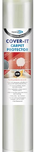 Bond It Cover-It Carpet Protector Roll 25m Clear Decorating Protection Sheeting for Temporary Surface Cover During Painting Renovation