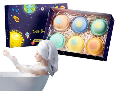 Dayysiuy Set de boules de bain, Coffret de 6 Billes Nettoyage Douceur Naturel, Kit de de Bain Effervescents pour, Pour Baignoire Douche Spa Maison Cadeau Fête des Mères Anniversaire