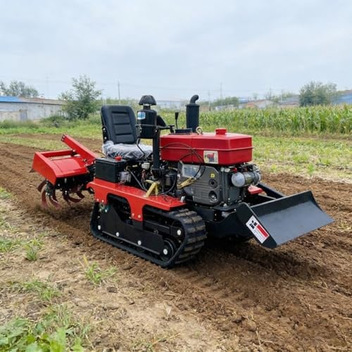Mini rototiller, coltivatore resistente del giardino del cingolo per la preparazione del suolo | Rototiller agricolo per fattoria, prato e orto, offre una coltivazione potente, guida fluida, alta produttività
