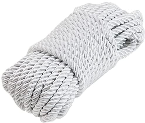 U Pick 9,1 m 5 mm dekorative gedrehte Satin-Polyesterschnur Schnur Schnur Schnur Faden Glänzend Schnur Choker Faden (18:weiß)