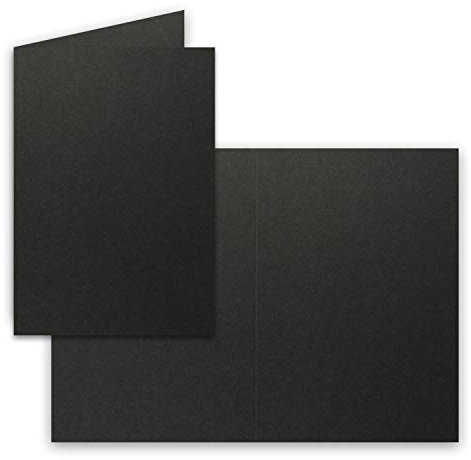 100x Falt-Karten DIN A6 in Schwarz - Blanko - Doppel-Karten - 220 g/m²