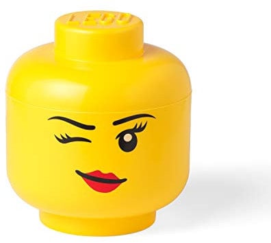 LEGO STORAGE HEAD (LARGE) - WINKING - Polypropylene Storage Box with Lid for Kids' Toy Storage, Stackable Organizer, and Fun Storage Solution for LEGO Enthusiasts and Beyond